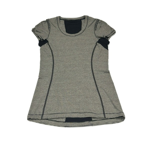 Lululemon Star Runner Short Sleeve Tonka Stripe Heathered Black Sz. 4 - Picture 3 of 6